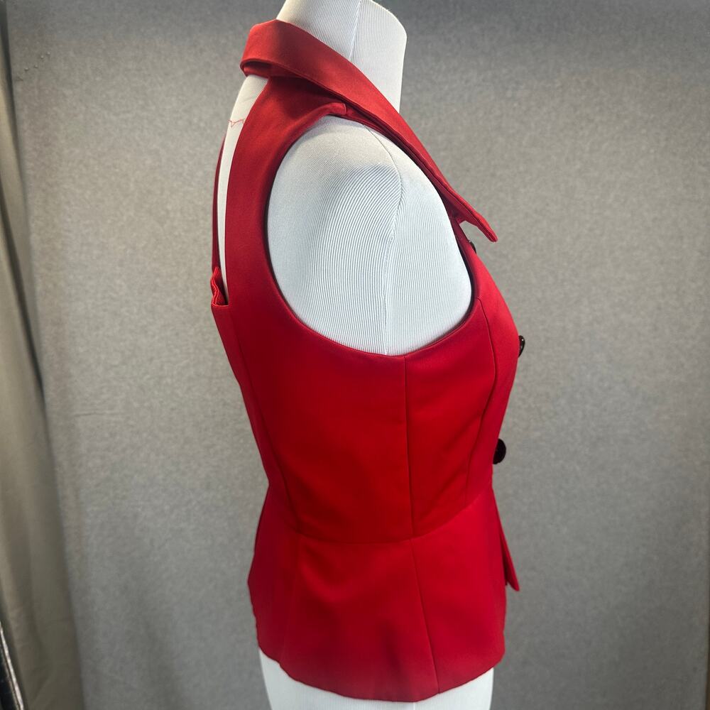 Lois Snyder Dani Max Vest Top Womens Size 6P Red Double Breasted Polyester - Picture 2 of 11